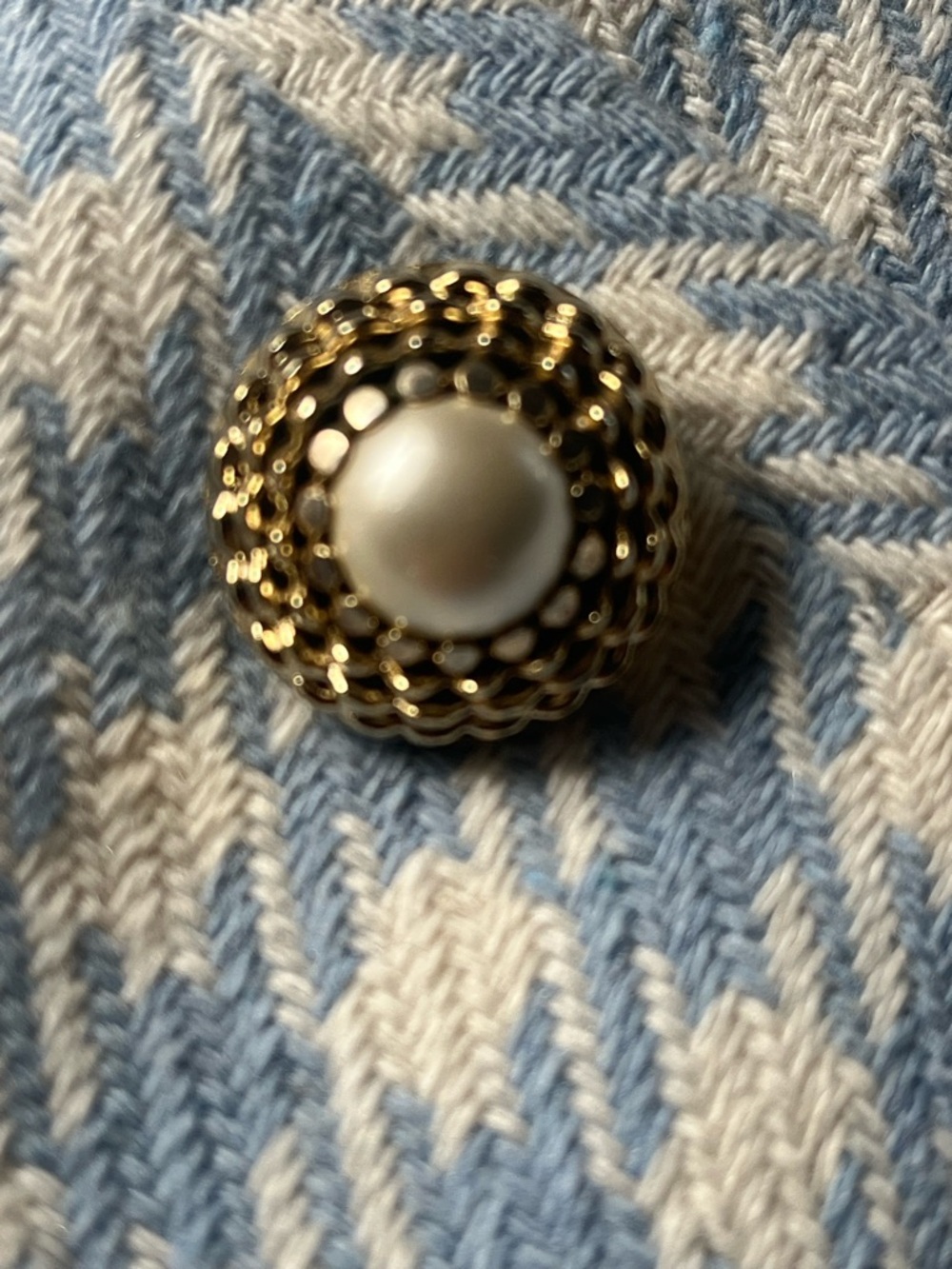Zara Light Blue & White Houndstooth Collarless Blazer - Picture 3 of 14